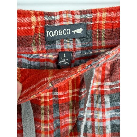 Toad&Co Pajama Pant Women Large Flannel Plaid ComfyCore Loungewear Orange & Gray - Picture 3 of 9